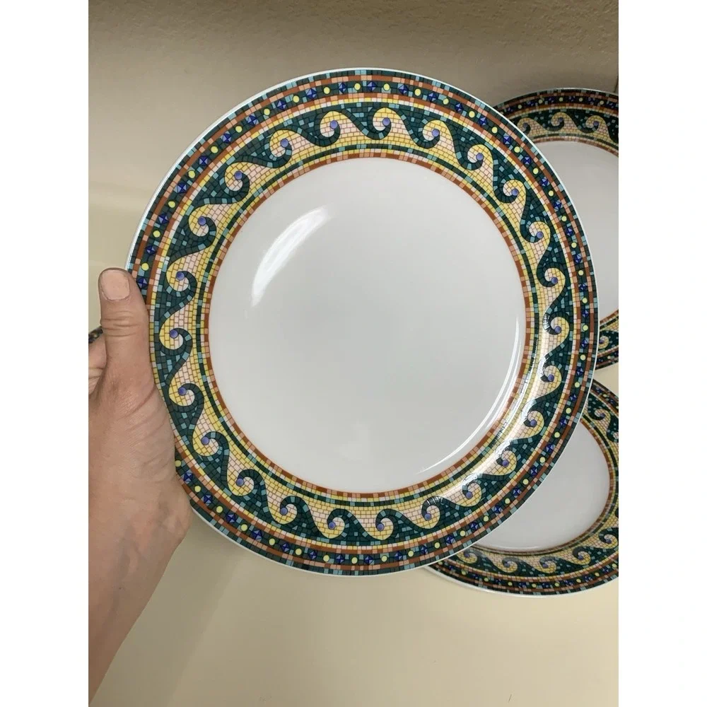 Mosaic by Gabbay GBB13 Dinner Plates  Set Of 4 Geometric Scroll Wave